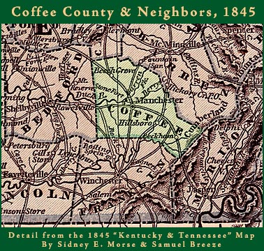 Coffee County TN and Neighbors Map
