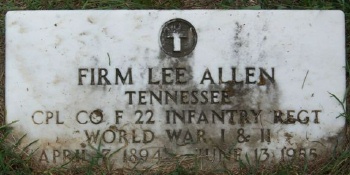 Firm Lee Allen, WW I and WW II military marker