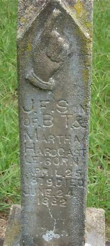 J.F. Hardcastle, son of Benjamin T. and Martha A. Hardcastle