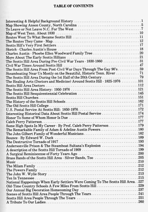 History of Scotts Hill Table of Contents