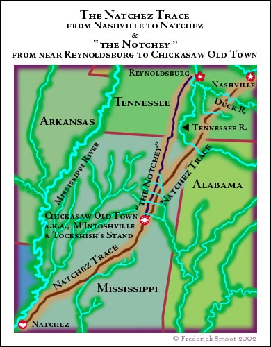 Natchez Trace and the Notchey, a Map (60k)