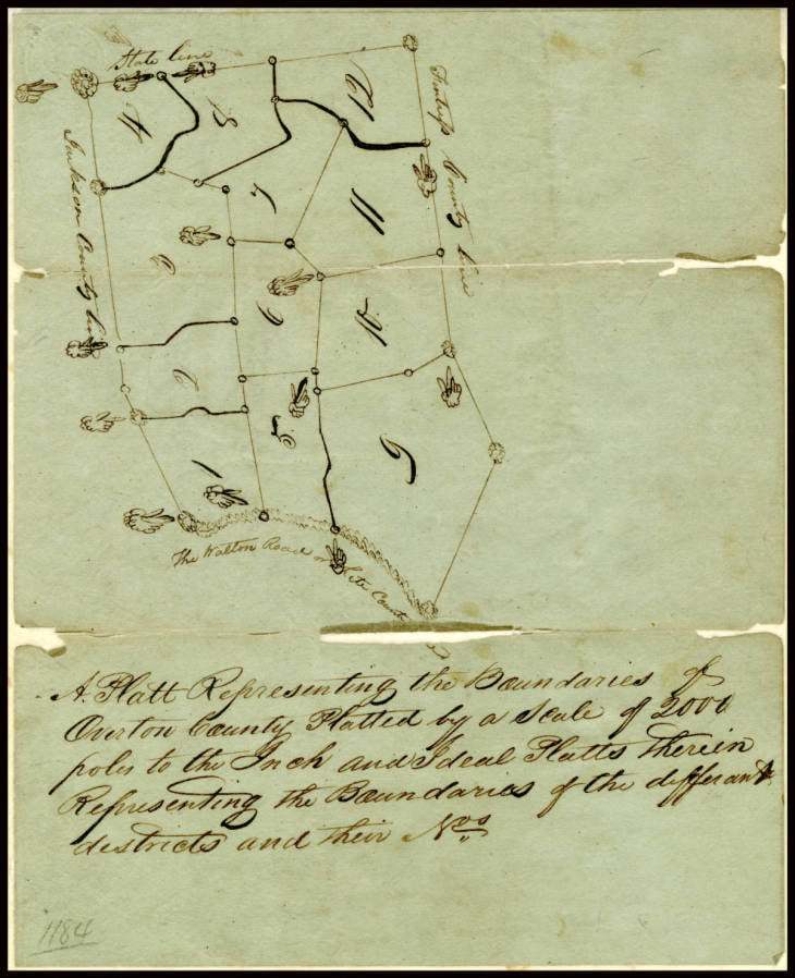1836 Overton County Districts Map