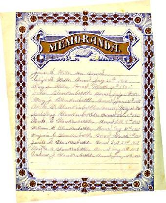 James Blankenbeckler Family Bible Memoranda Page