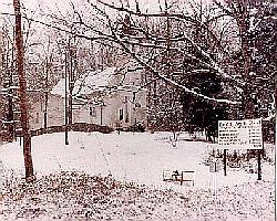 Cardiff Baptist Church and sign in snow