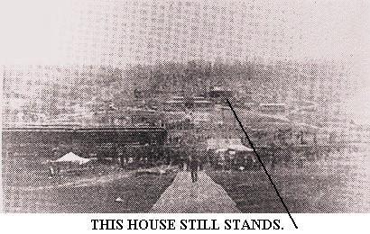 A house in Cardiff -- original caption says, "A house still stands"