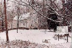 Cardiff Baptist Church and sign in snow