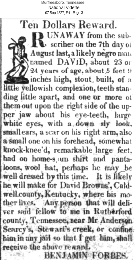 David, Rutherford County, 1827