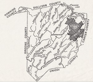 Map of streets of  Washington County, Tennessee